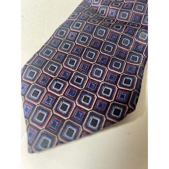 Ermenegildo Zegna Mens Neck Tie Silk Purple Blue Black - Picture 2 of 6